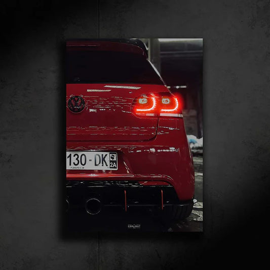 Volkswagen Golf 6R Neon Poster (LED red)