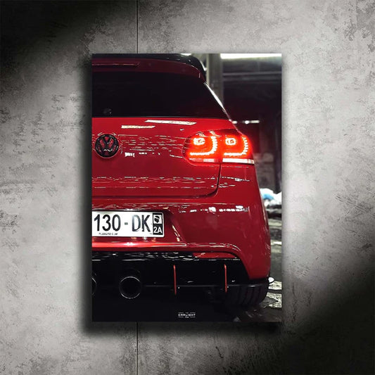 Volkswagen Golf 6R Neon Poster (LED red)